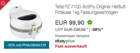 Tefal ActiFry FZ7100 Heißluft-Fritteuse, 1400 W, 1 Kg Tefal ActiFry FZ7100 Heißluft-Fritteuse, 1400 W, 1 Kg