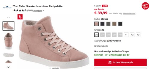 TOM TAILOR Damen High-Top-Sneaker, warm gefüttert TOM TAILOR Damen High-Top-Sneaker, warm gefüttert