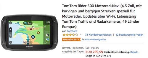 TomTom Rider 500 Motorrad-Navi, Europa 48 Länder TomTom Rider 500 Motorrad-Navi, Europa 48 Länder