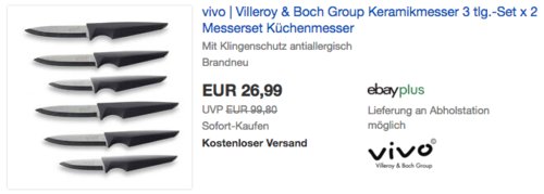 2x vivo Villeroy&Boch Group Keramikmesser 3 tlg.-Set 2x vivo Villeroy&Boch Group Keramikmesser 3 tlg.-Set