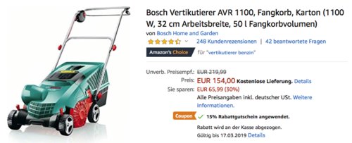 Bosch Elektro-Vertikutierer AVR 1100, 32 cm Arbeitsbreite Bosch Elektro-Vertikutierer AVR 1100, 32 cm Arbeitsbreite