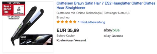 Braun Satin Hair 7 ES2 Haarglätter - jetzt 14% billiger Braun Satin Hair 7 ES2 Haarglätter - jetzt 14% billiger