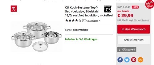 CS Koch-Systeme Topf-Set "Leipzig", 6-tlg. - jetzt 15% billiger