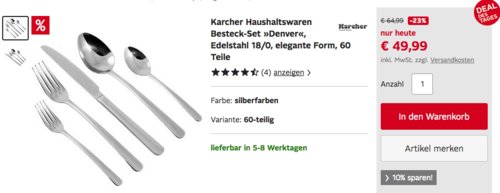 Karcher Haushaltswaren Besteck-Set "Denver", 60-teilig Karcher Haushaltswaren Besteck-Set "Denver", 60-teilig