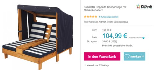 Kidkraft® Doppelte Kinder-Sonnenliege, dunkelblau/weiß - jetzt 17% billiger Kidkraft® Doppelte Kinder-Sonnenliege, dunkelblau/weiß - jetzt 17% billiger