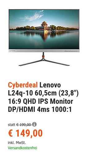Lenovo L24q-10 60,5cm (23,8") QHD IPS Monitor Lenovo L24q-10 60,5cm (23,8") QHD IPS Monitor