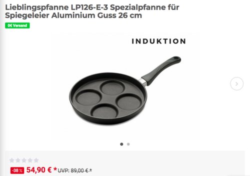Lieblingspfanne LP126-E-3 Spezialpfanne für Spiegeleier, Aluminium Guss 26 cm Lieblingspfanne LP126-E-3 Spezialpfanne für Spiegeleier, Aluminium Guss 26 cm