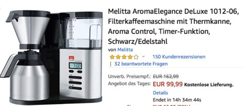 Melitta AromaElegance DeLuxe 1012-06 Filterkaffeemaschine mit Thermkanne Melitta AromaElegance DeLuxe 1012-06 Filterkaffeemaschine mit Thermkanne