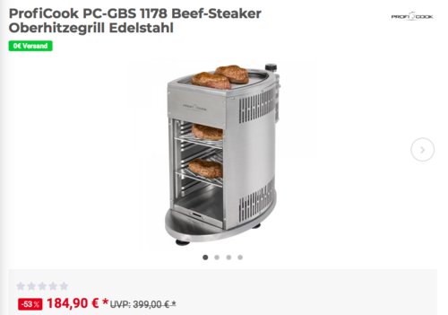 ProfiCook PC-GBS 1178 Beef-Steaker Gas-Oberhitzegrill, 800 °C ProfiCook PC-GBS 1178 Beef-Steaker Gas-Oberhitzegrill, 800 °C