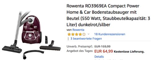 Rowenta RO3969EA Compact Power Home & Car Bodenstaubsauger mit Bodenstaubsauger mit Beutel Rowenta RO3969EA Compact Power Home & Car Bodenstaubsauger mit Bodenstaubsauger mit Beutel