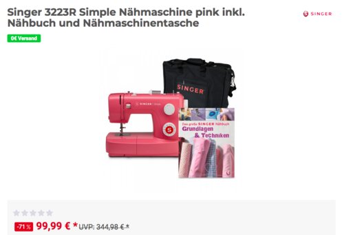 Singer 3223R Simple Nähmaschine, pink - jetzt 17% billiger