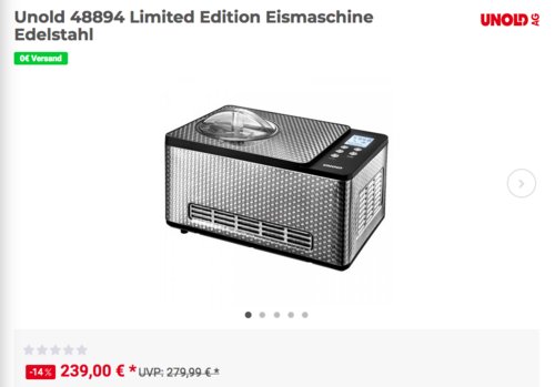 Unold 48894 Limited Edition Eismaschine, 1,5 Liter Unold 48894 Limited Edition Eismaschine, 1,5 Liter