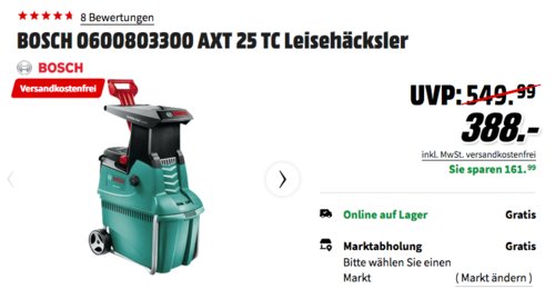 BOSCH AXT 25 TC Leisehäcksler, max. Schneidekapazität-Ø 45 mm BOSCH AXT 25 TC Leisehäcksler, max. Schneidekapazität-Ø 45 mm