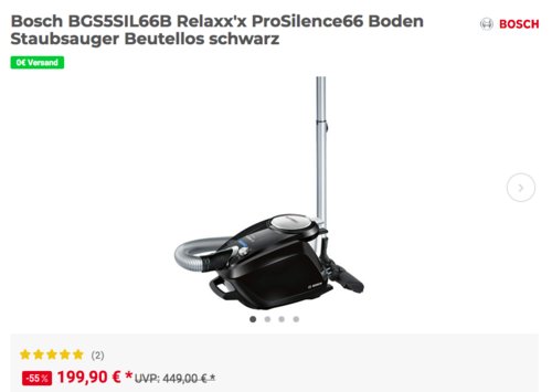 Bosch BGS5SIL66B Relaxx'x ProSilence66 Bodenstaubsauger, beutellos - jetzt 13% billiger