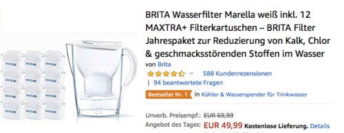 BRITA Wasserfilter Marella weiß inkl. 12 MAXTRA+ Filterkartuschen - jetzt 15% billiger
