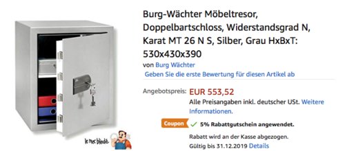 Burg Wächter Möbeltresor "Karat MT 26 N S", 530x430x390 mm Burg Wächter Möbeltresor "Karat MT 26 N S", 530x430x390 mm
