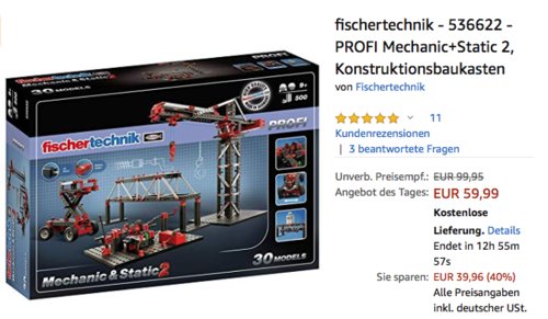 fischertechnik - 536622 - PROFI Mechanic+Static 2, Konstruktionsbaukasten fischertechnik - 536622 - PROFI Mechanic+Static 2, Konstruktionsbaukasten