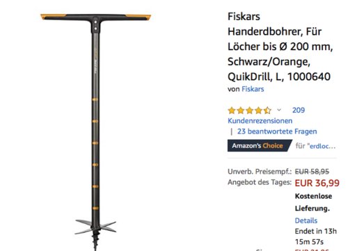 Fiskars Handerdbohrer für Löcher bis Ø 200 mm Fiskars Handerdbohrer für Löcher bis Ø 200 mm