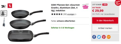 GSW Pfannen-Set "Gourmet Granit", 4-teilig GSW Pfannen-Set "Gourmet Granit", 4-teilig