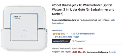 iRobot Braava jet 240 Wischroboter für bis zu 25 m² iRobot Braava jet 240 Wischroboter für bis zu 25 m²