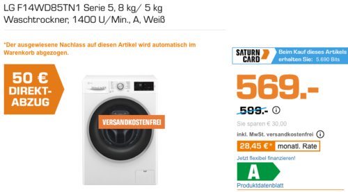 LG F14WD85TN1 Waschtrockner (1400 U/Min, 5-8 kg) - jetzt 9% billiger