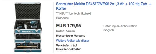 Makita Akkuschrauber DF457DWEX6 Set (2x1,3 Ah, 102tlg. Zubehör, Koffer) Makita Akkuschrauber DF457DWEX6 Set (2x1,3 Ah, 102tlg. Zubehör, Koffer)