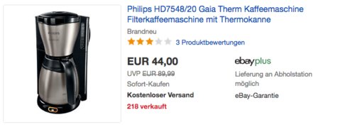 Philips HD7548/20 Gaia Therm Kaffeemaschine, Filterkaffeemaschine mit Thermokanne Philips HD7548/20 Gaia Therm Kaffeemaschine, Filterkaffeemaschine mit Thermokanne