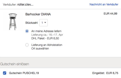 ROLLER Barhocker "Diana", schwarz/silber - jetzt 13% billiger