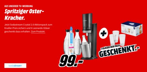 SODASTREAM Wassersprudler Crystal 2.0 Set inkl. LEONARDO 012684 Ciao Optic 6-tlg. Gläser-Set - jetzt 24% billiger SODASTREAM Wassersprudler Crystal 2.0 Set inkl. LEONARDO 012684 Ciao Optic 6-tlg. Gläser-Set - jetzt 24% billiger