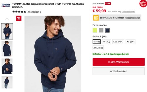 TOMMY JEANS Herren Kapuzensweatshirt "TJM TOMMY CLASSICS HOODIE", versch. Farben TOMMY JEANS Herren Kapuzensweatshirt "TJM TOMMY CLASSICS HOODIE", versch. Farben