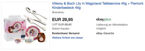 Villeroy & Boch Lily in Magicland Tafelservice 4-teilig + Villeroy & Boch Piemont Kinderbesteck 4-teilig - jetzt 48% billiger