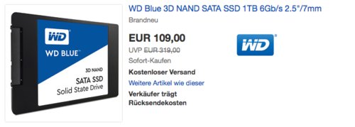 WD Blue 3D NAND SATA 1TB interne SSD-Festaplatte WD Blue 3D NAND SATA 1TB interne SSD-Festaplatte