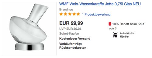 WMF Wein-Wasserkaraffe "Jette" 0,75 Liter, Glas WMF Wein-Wasserkaraffe "Jette" 0,75 Liter, Glas