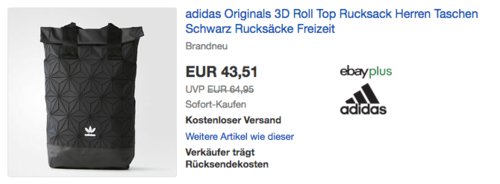 adidas Originals 3D Roll Top Rucksack, schwarz adidas Originals 3D Roll Top Rucksack, schwarz