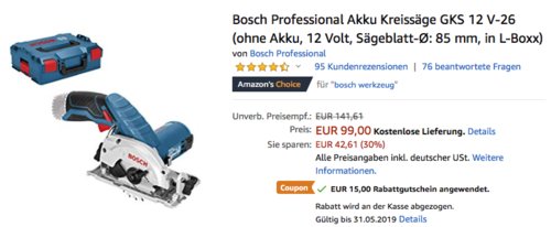 Bosch Professional Akku-Kreissäge GKS 12 V-26 in L-Boxx (ohne Akku) Bosch Professional Akku-Kreissäge GKS 12 V-26 in L-Boxx (ohne Akku)