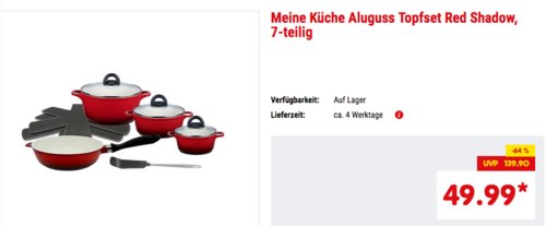 ELO Meine Küche Aluguss-Topfset "Red Shadow", 7-teilig ELO Meine Küche Aluguss-Topfset "Red Shadow", 7-teilig