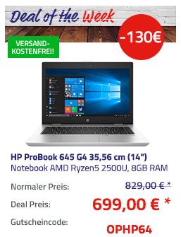 HP ProBook 645 G4 35,56 cm (14") Notebook (AMD Ryzen5 2500U, 8GB RAM, 256GB SSD, Full HD, Win10 Pro) HP ProBook 645 G4 35,56 cm (14") Notebook (AMD Ryzen5 2500U, 8GB RAM, 256GB SSD, Full HD, Win10 Pro)