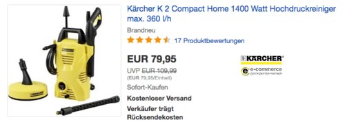 Kärcher K 2 Compact Home Hochdruckreiniger, max. 360 l/h Kärcher K 2 Compact Home Hochdruckreiniger, max. 360 l/h