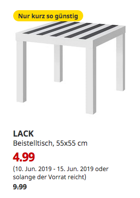 IKEA Dresden - LACK Beistelltisch, weiß/s... für 4,99€ (-50%)