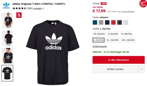 adidas Originals Herren T-Shirt "TREFOIL T-SHIRT", versch. Farben und Größen adidas Originals Herren T-Shirt "TREFOIL T-SHIRT", versch. Farben und Größen