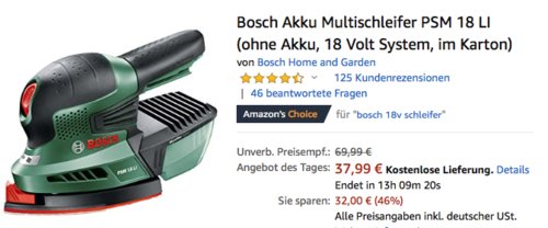 Bosch Akku Multischleifer PSM 18 LI ohne Akku (18 Volt System, im Karton) Bosch Akku Multischleifer PSM 18 LI ohne Akku (18 Volt System, im Karton)