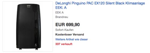 De'Longhi Pinguino PAC EX120 Silent - mobiles Klimagerät mit Abluftschlauch, De'Longhi Pinguino PAC EX120 Silent - mobiles Klimagerät mit Abluftschlauch,