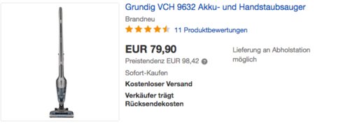 GRUNDIG VCH 9632 Akku- und Handstaubsauger - jetzt 13% billiger GRUNDIG VCH 9632 Akku- und Handstaubsauger - jetzt 13% billiger