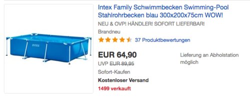 Intex Family Aufstellpool - 300 x 200 x 75 cm Intex Family Aufstellpool - 300 x 200 x 75 cm