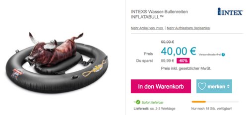 INTEX Wasser-Bullenreiten Badeinsel INTEX Wasser-Bullenreiten Badeinsel