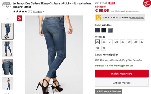 Le Temps Des Cerises Damen Skinny-fit-Jeans "PULP", versch. Farben und Größen Le Temps Des Cerises Damen Skinny-fit-Jeans "PULP", versch. Farben und Größen