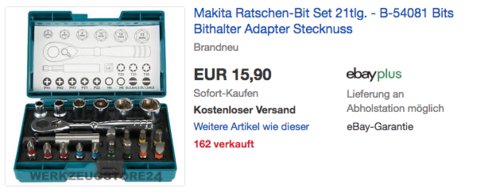 Makita B-54081 Ratschen-Bit Set, 21-teilig Makita B-54081 Ratschen-Bit Set, 21-teilig