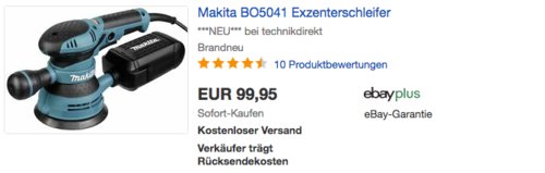 Makita BO5041 Exzenterschleifer, 125mm Ø Makita BO5041 Exzenterschleifer, 125mm Ø
