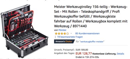 Meister 8971440 Werkzeugtrolley komplett mit Werkzeug, 156-teilig Meister 8971440 Werkzeugtrolley komplett mit Werkzeug, 156-teilig