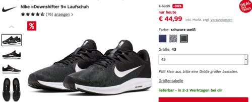 Nike "Downshifter 9" Herren Laufschuhe (40,5-47), versch. Farben Nike "Downshifter 9" Herren Laufschuhe (40,5-47), versch. Farben